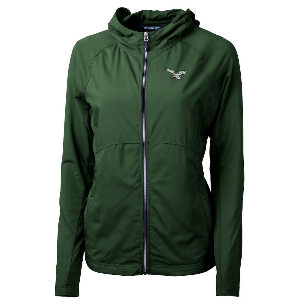 Philadelphia Eagles  Cutter & Buck Women's Gridiron Classics Logo Adapt Eco Knit Hybrid Recycled Full-Zip Hoodie