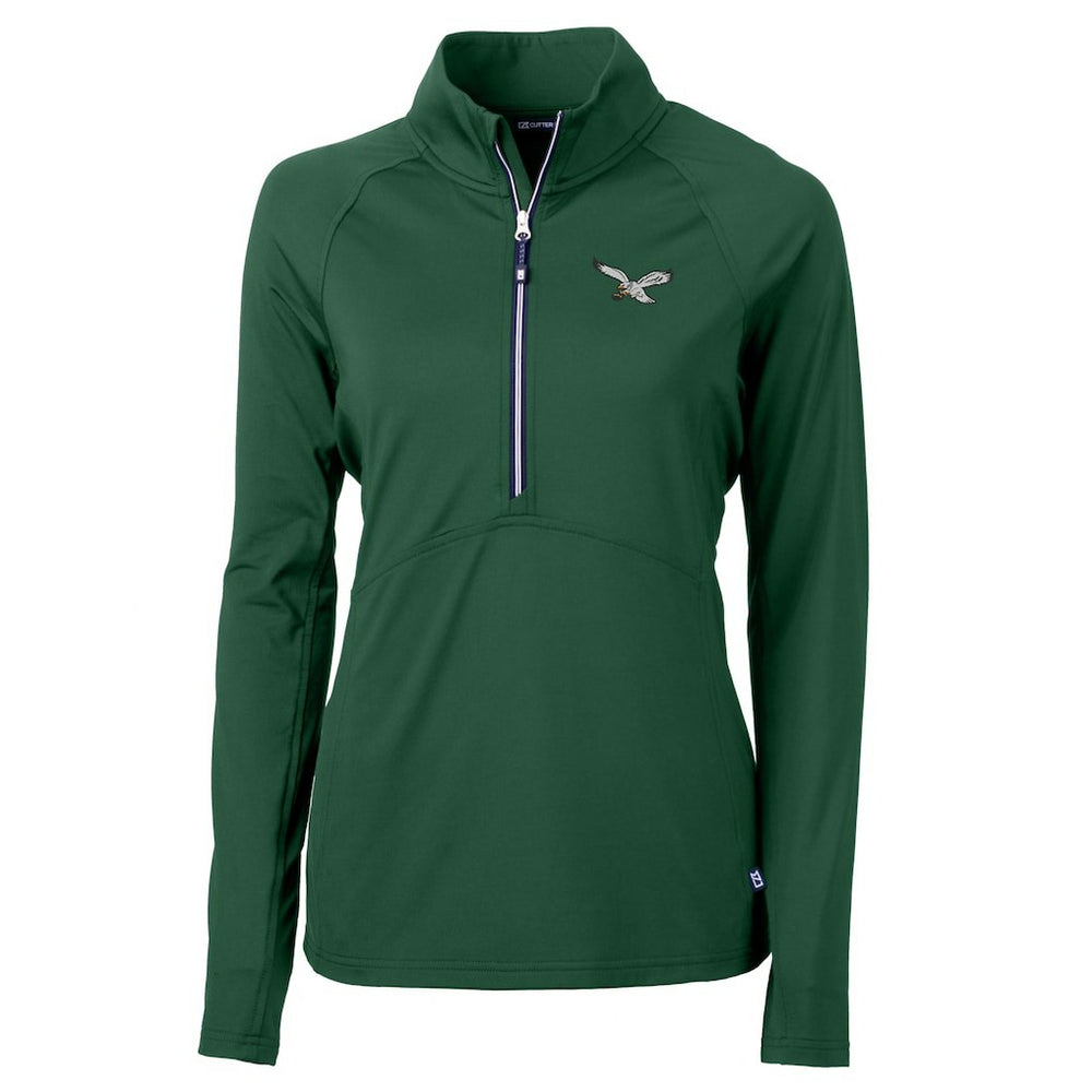 Philadelphia Eagles  Cutter & Buck Women's Gridiron Classics Logo Adapt Eco Knit Stretch Recycled Half-Zip Pullover Top