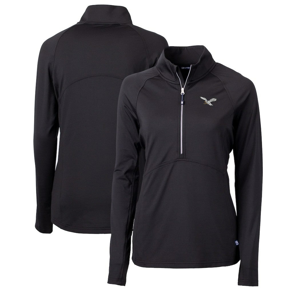 Philadelphia Eagles  Cutter & Buck Women's Gridiron Classics Logo Adapt Eco Knit Stretch Recycled Half-Zip Pullover Top