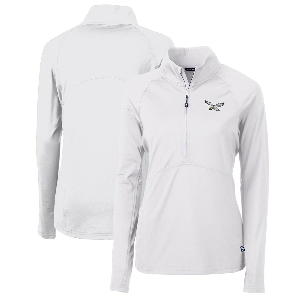 Philadelphia Eagles  Cutter & Buck Women's Gridiron Classics Logo Adapt Eco Knit Stretch Recycled Half-Zip Pullover Top