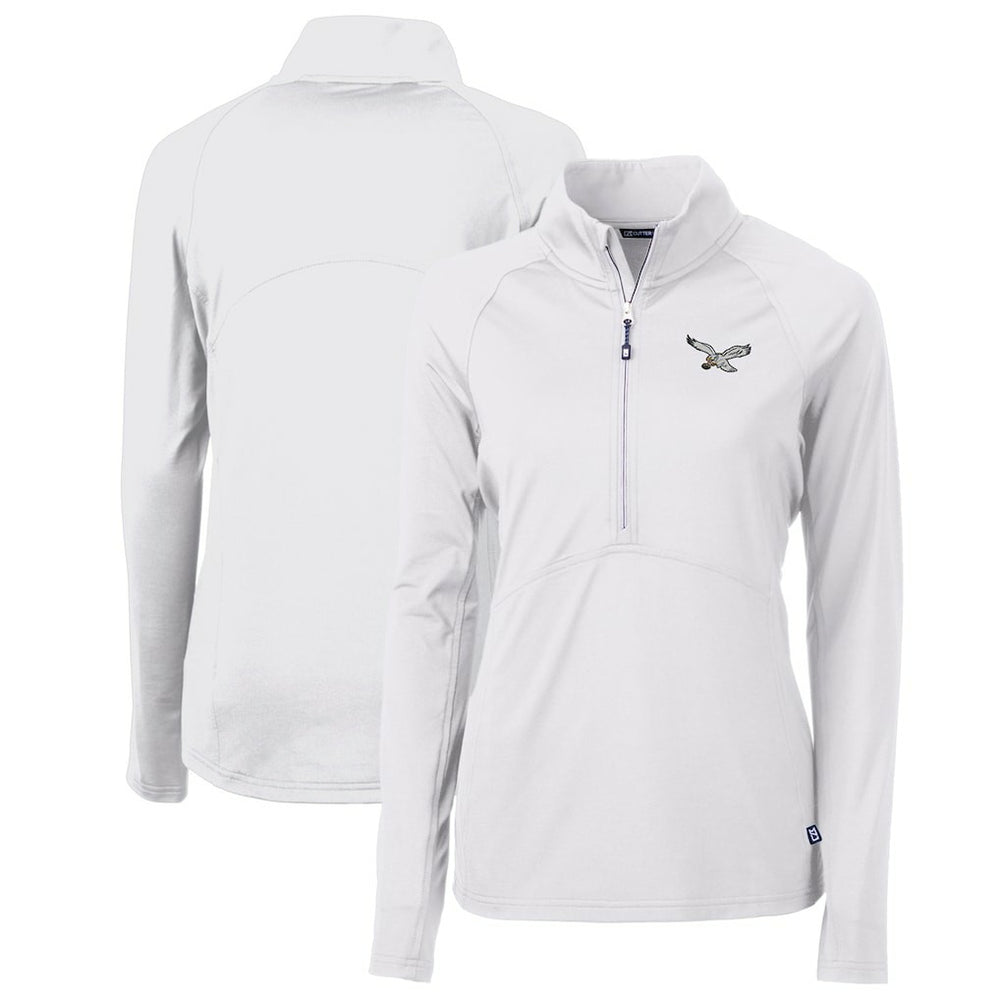 Philadelphia Eagles  Cutter & Buck Women's Gridiron Classics Logo Adapt Eco Knit Stretch Recycled Half-Zip Pullover Top