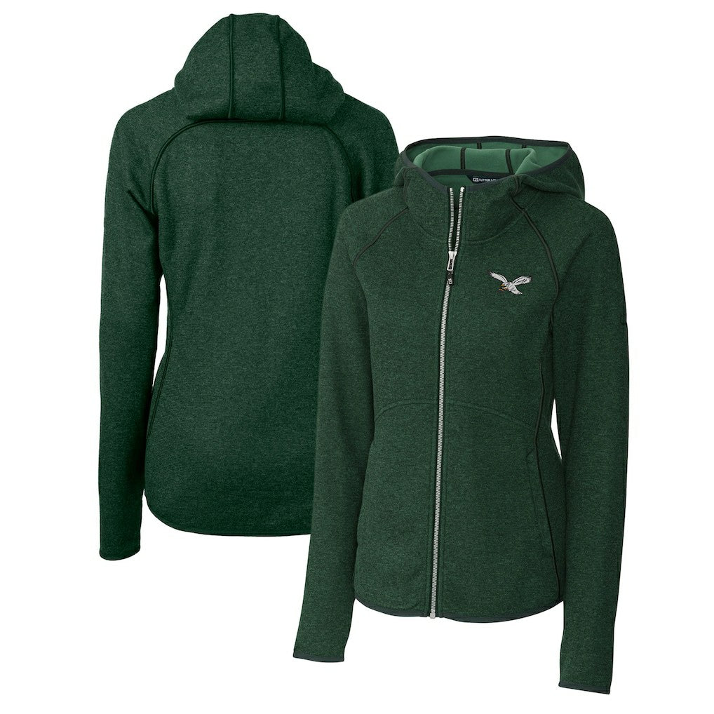 Philadelphia Eagles  Cutter & Buck Women's Gridiron Classics Logo Mainsail Sweater-Knit Full-Zip Hoodie
