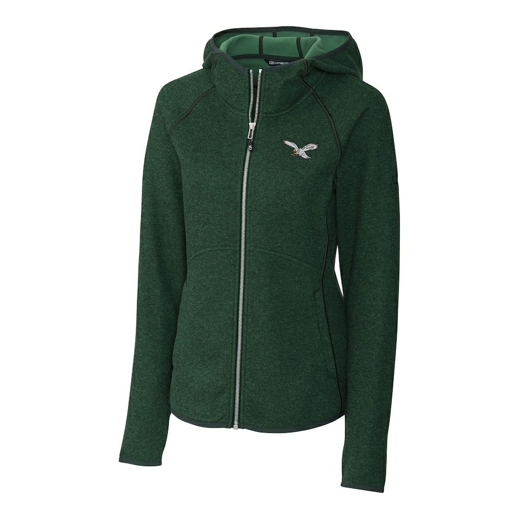 Philadelphia Eagles  Cutter & Buck Women's Gridiron Classics Logo Mainsail Sweater-Knit Full-Zip Hoodie