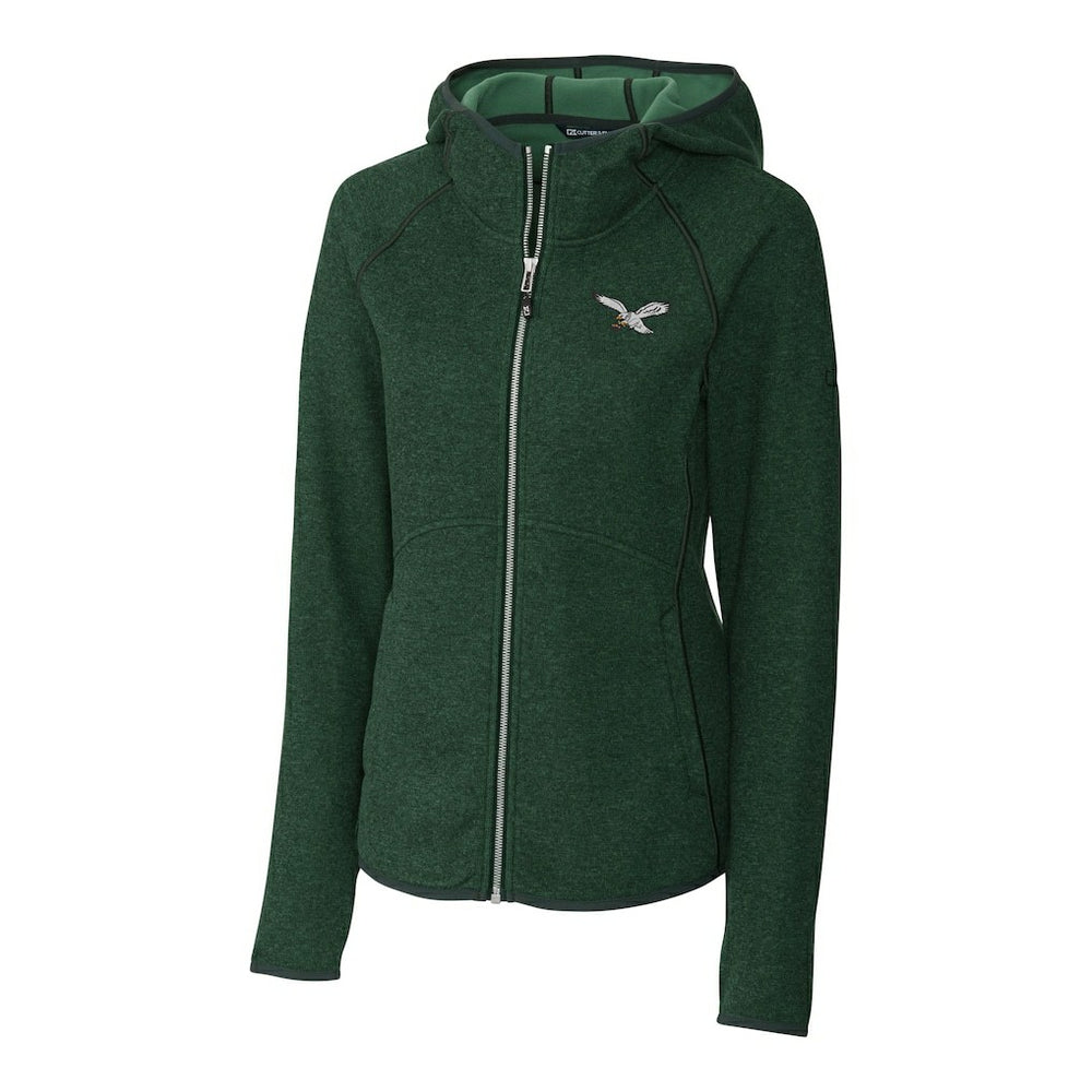 Philadelphia Eagles  Cutter & Buck Women's Gridiron Classics Logo Mainsail Sweater-Knit Full-Zip Hoodie