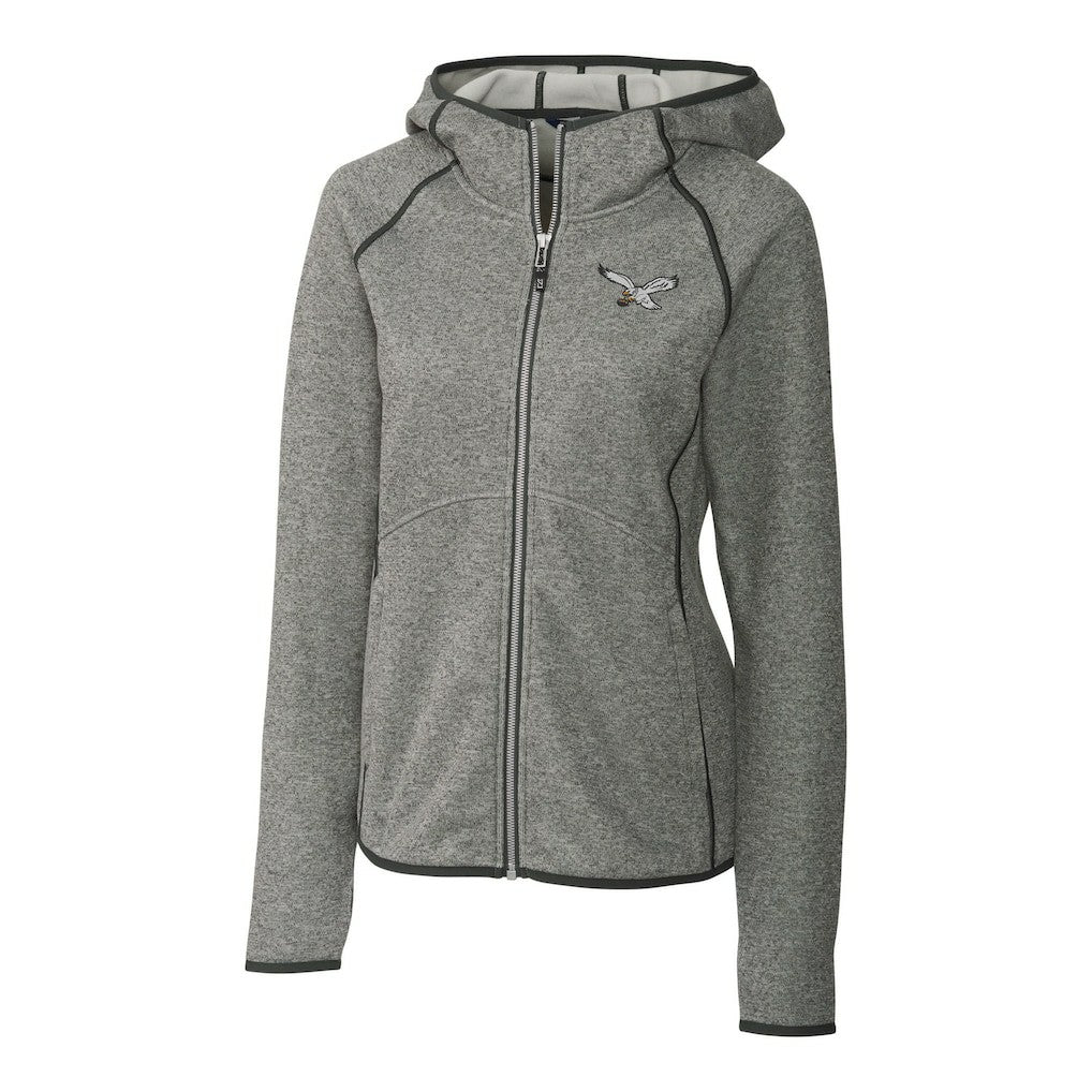 Philadelphia Eagles  Cutter & Buck Women's Gridiron Classics Logo Mainsail Sweater-Knit Full-Zip Hoodie
