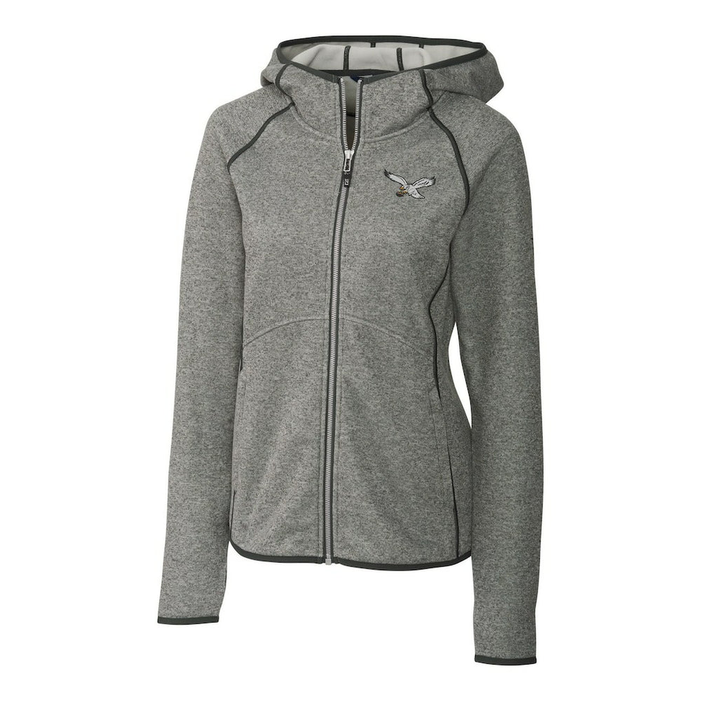 Philadelphia Eagles  Cutter & Buck Women's Gridiron Classics Logo Mainsail Sweater-Knit Full-Zip Hoodie