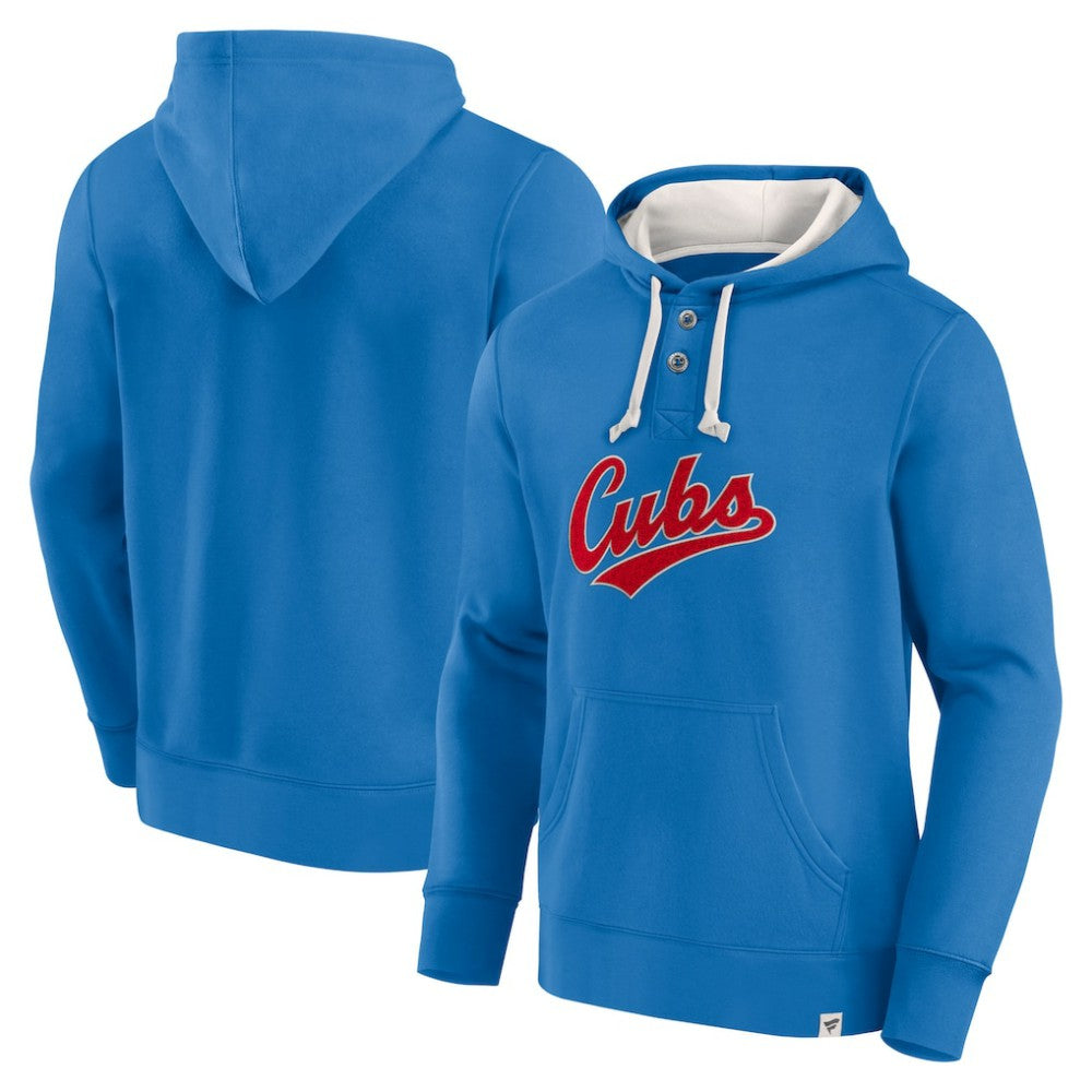 Fanatics Chicago Cubs Royal Plan for Adversity Henley Fleece Pullover Hoodie | MLB Outlet