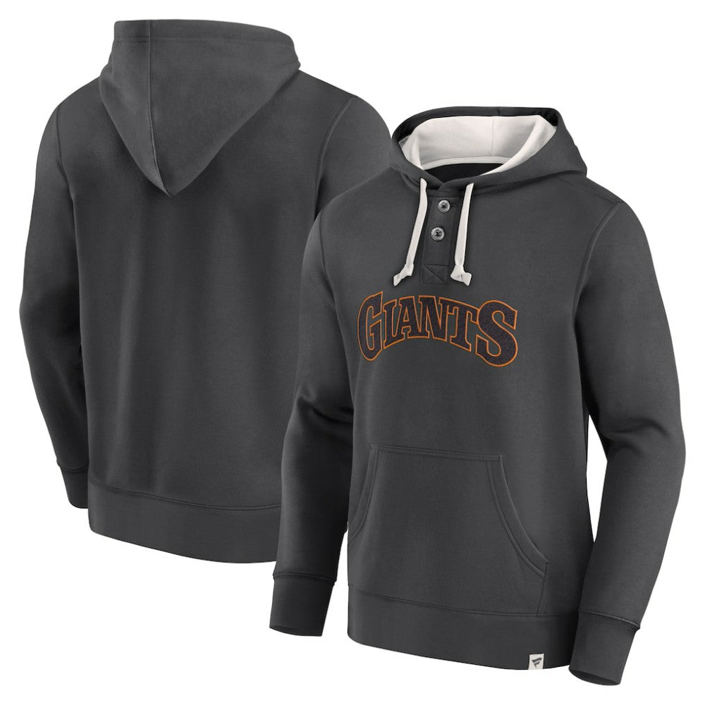 Fanatics San Francisco Giants Black Plan for Adversity Henley Fleece Pullover Hoodie | MLB Shop