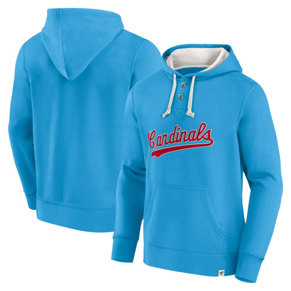 Fanatics St. Louis Cardinals Light Blue Plan for Adversity Henley Fleece Pullover Hoodie | MLB Near me