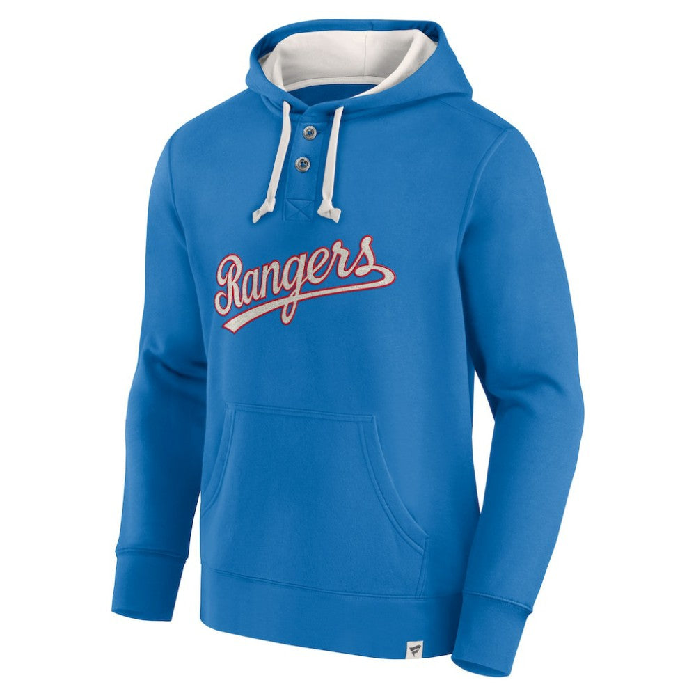 Fanatics Texas Rangers Royal Plan for Adversity Henley Fleece Pullover Hoodie | MLB Shop