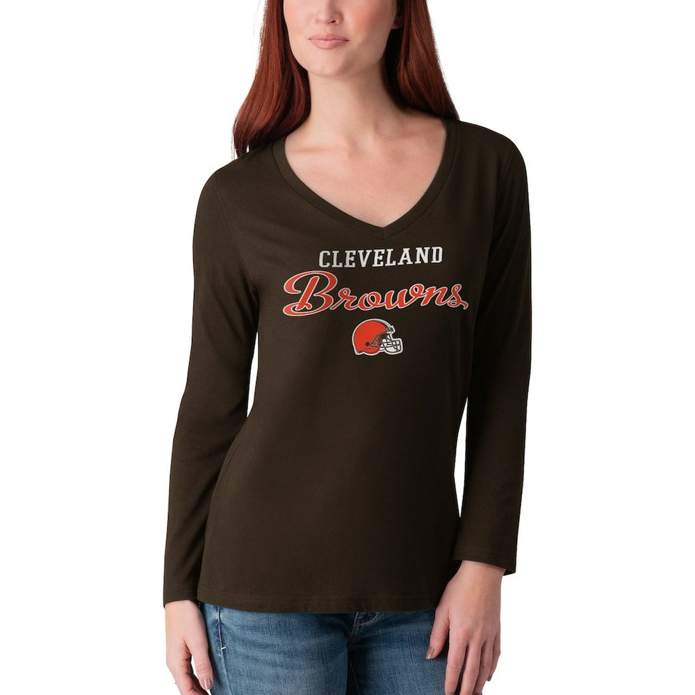 Cleveland Browns  G-III 4Her by Carl Banks Women's Post Season Long Sleeve V-Neck T-Shirt