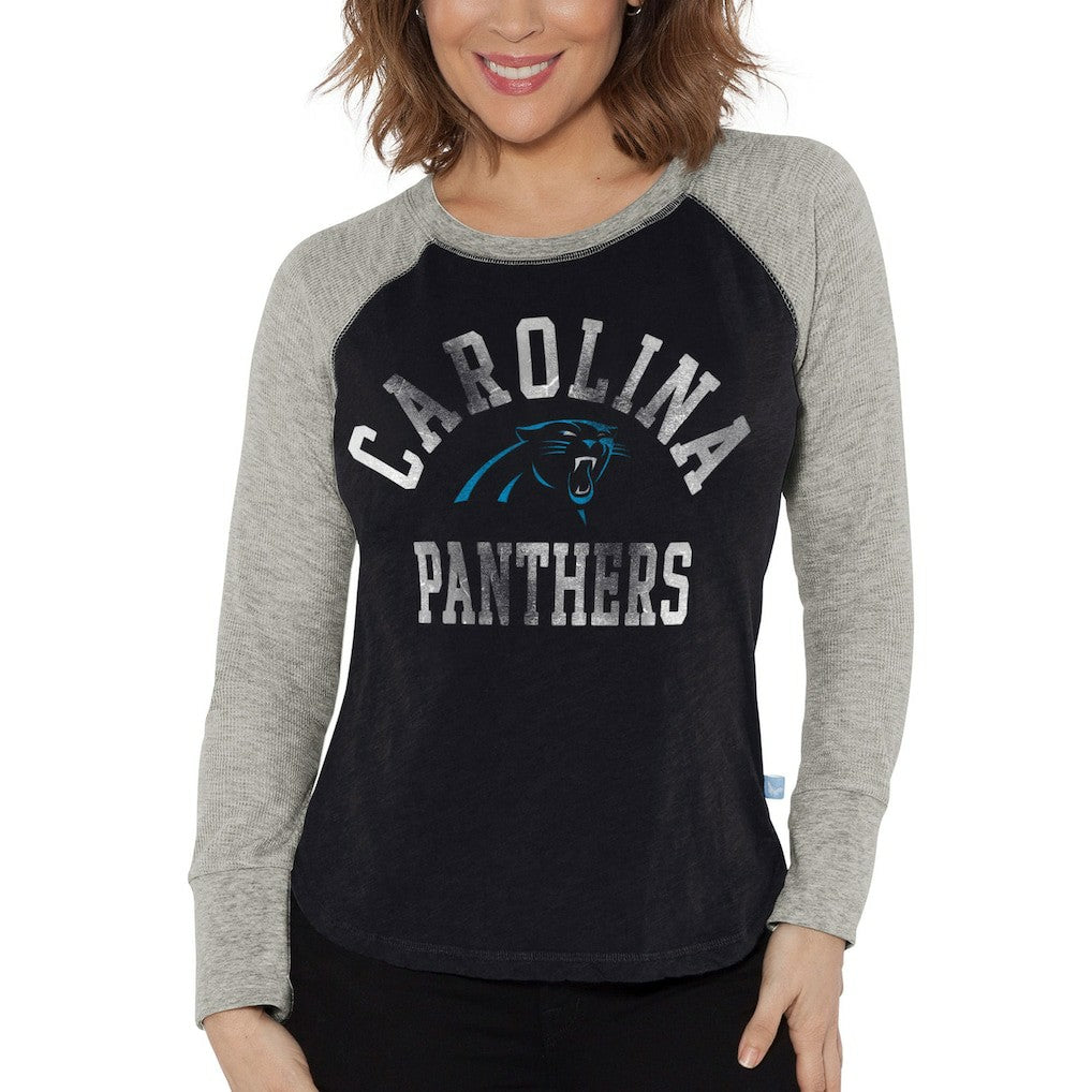 Carolina Panthers  G-III 4Her by Carl Banks Women's Waffle Knit Raglan Long Sleeve T-Shirt