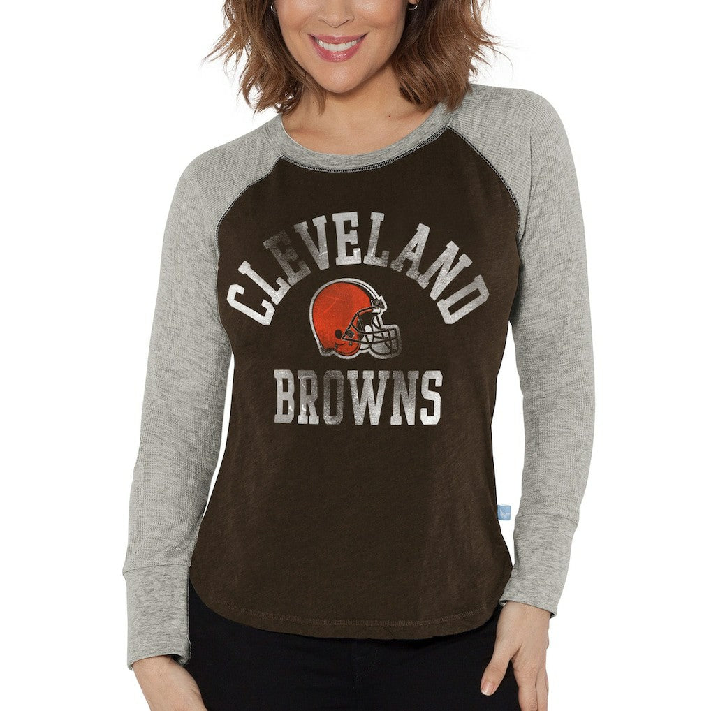 Cleveland Browns  G-III 4Her by Carl Banks Women's Waffle Knit Raglan Long Sleeve T-Shirt