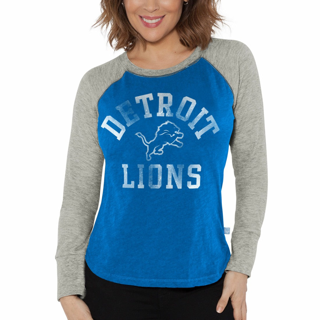 Detroit Lions  G-III 4Her by Carl Banks Women's Waffle Knit Raglan Long Sleeve T-Shirt
