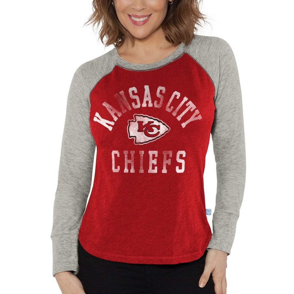 Kansas City Chiefs  G-III 4Her by Carl Banks Women's Waffle Knit Raglan Long Sleeve T-Shirt