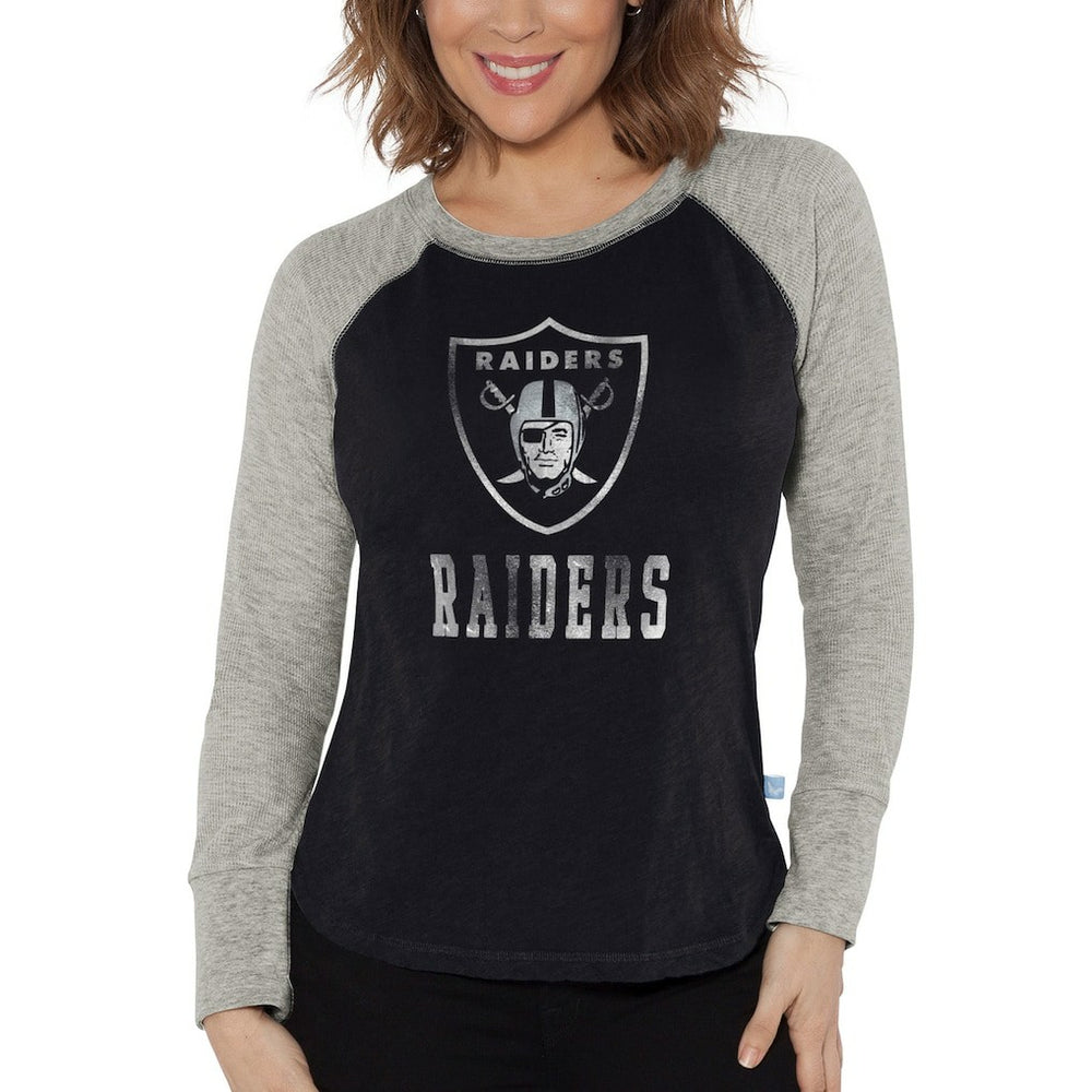 Las Vegas Raiders  G-III 4Her by Carl Banks Women's Waffle Knit Raglan Long Sleeve T-Shirt