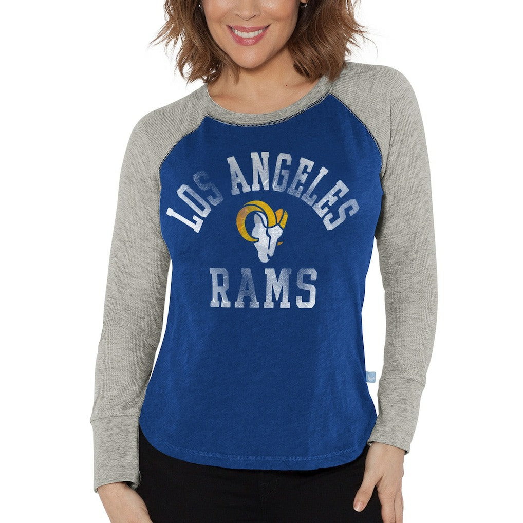 Los Angeles Rams  G-III 4Her by Carl Banks Women's Waffle Knit Raglan Long Sleeve T-Shirt