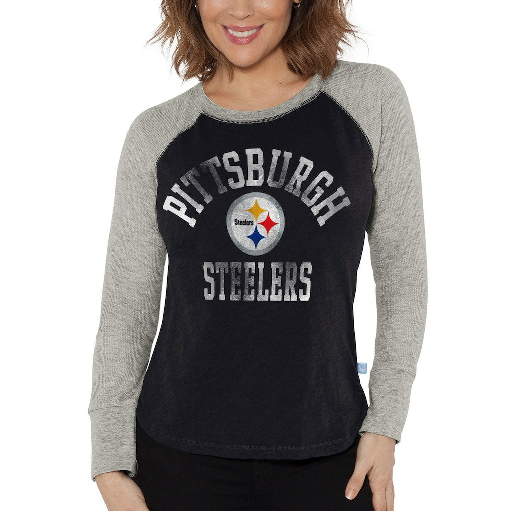 Pittsburgh Steelers  G-III 4Her by Carl Banks Women's Waffle Knit Raglan Long Sleeve T-Shirt