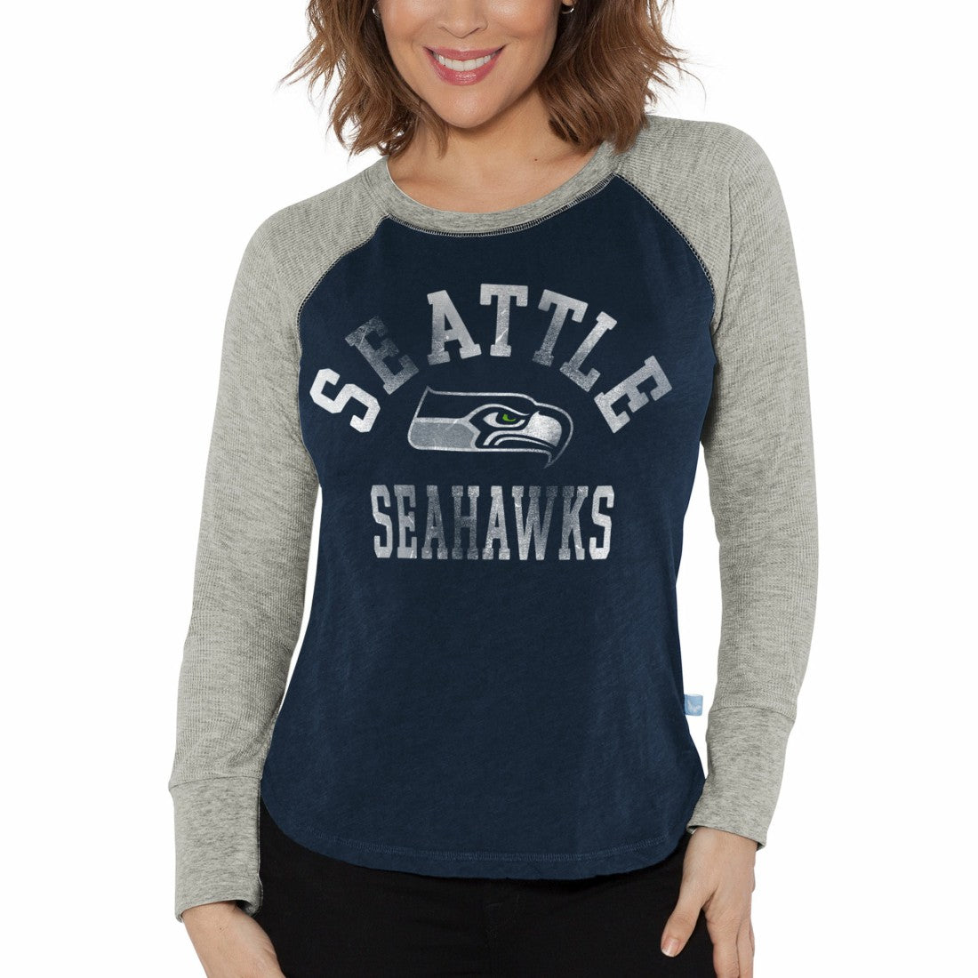 Seattle Seahawks  G-III 4Her by Carl Banks Women's Waffle Knit Raglan Long Sleeve T-Shirt