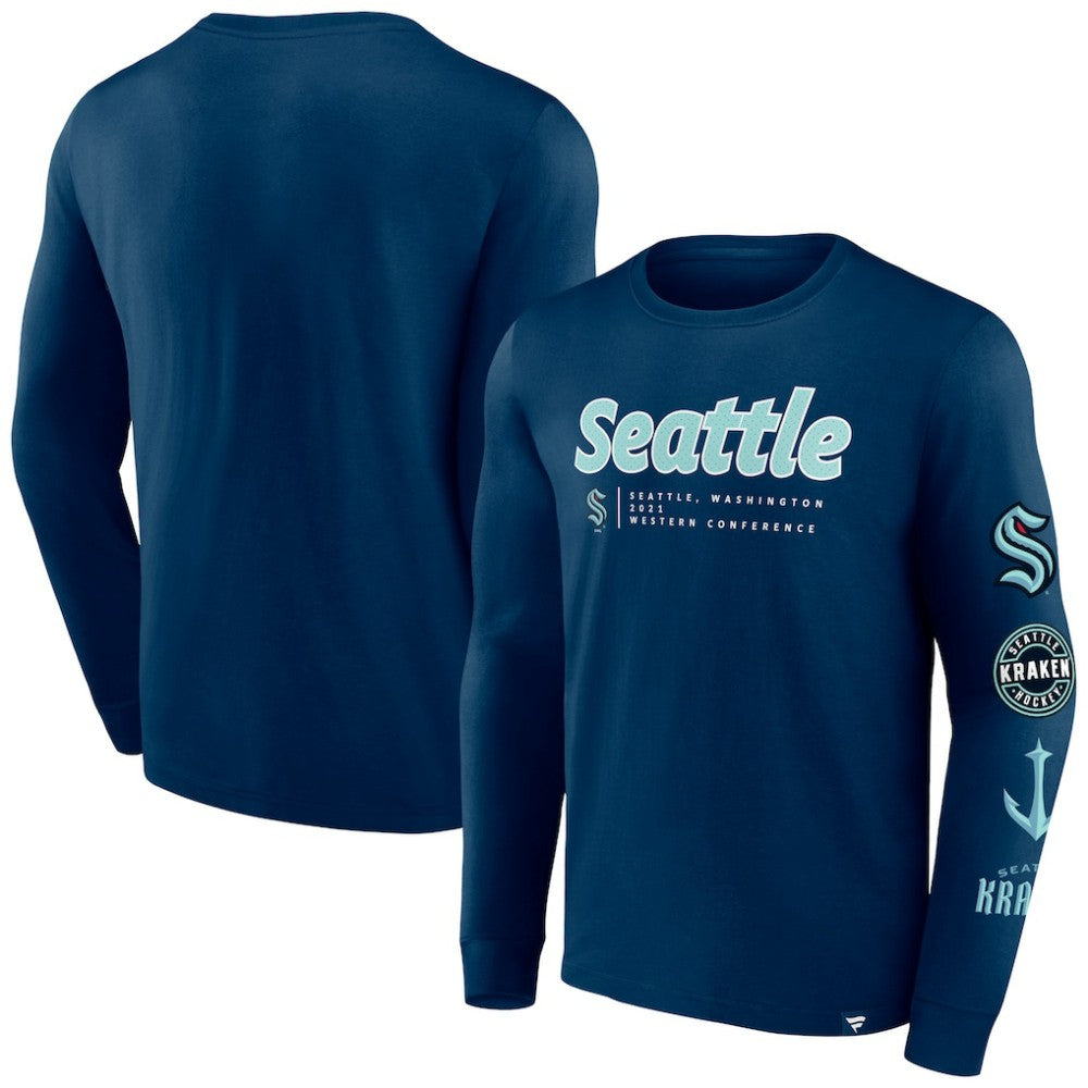 Seattle Kraken Fanatics Strike the Goal Long Sleeve T-Shirt Sale