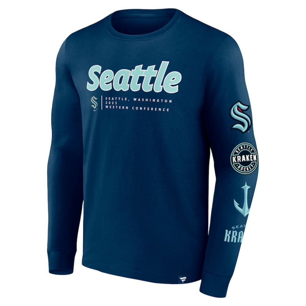 Seattle Kraken Fanatics Strike the Goal Long Sleeve T-Shirt Sale