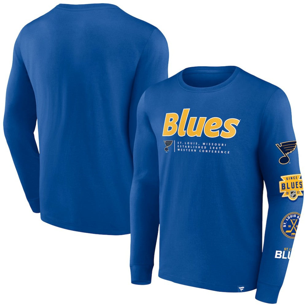St. Louis Blues Fanatics Strike the Goal Long Sleeve T-Shirt Online