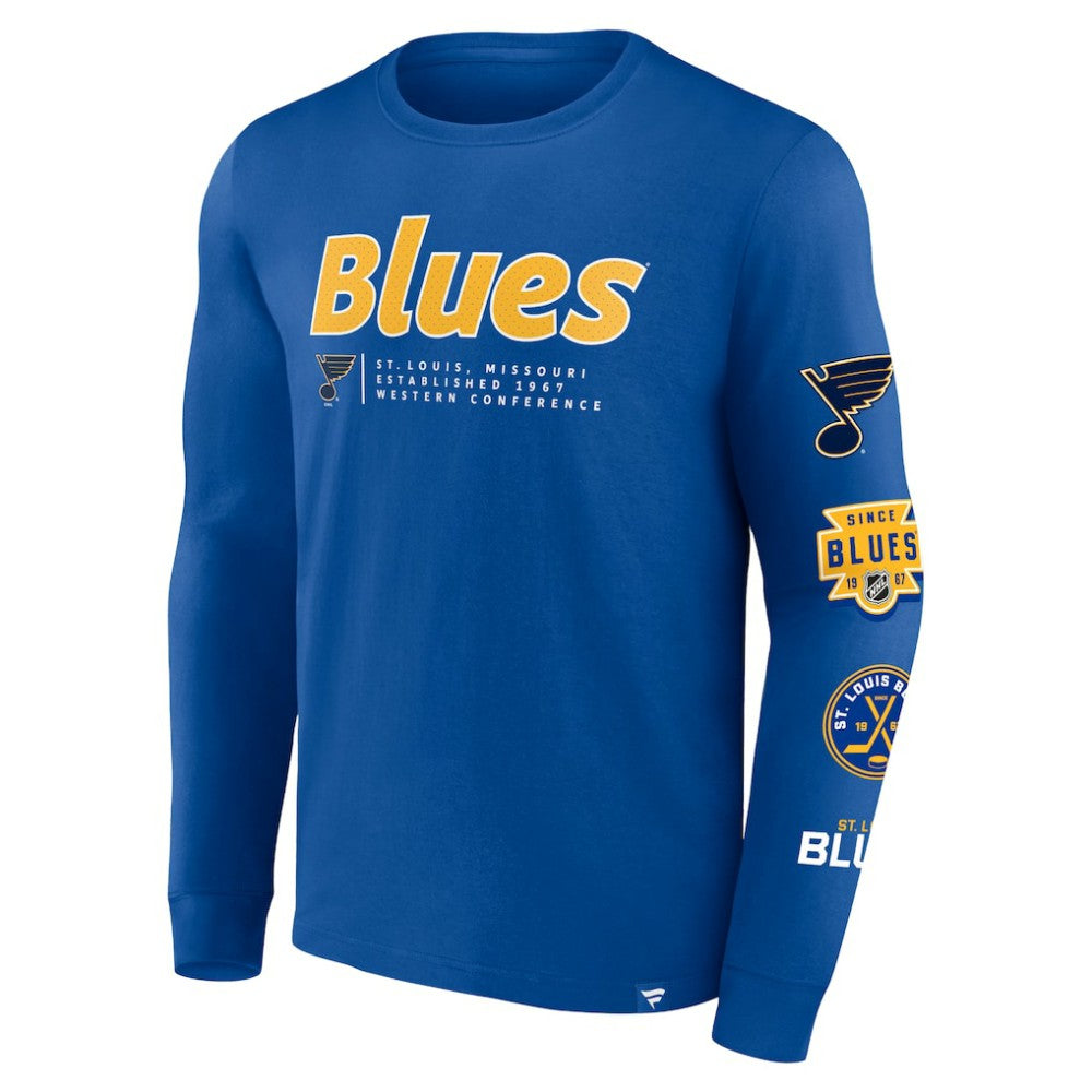 St. Louis Blues Fanatics Strike the Goal Long Sleeve T-Shirt Online