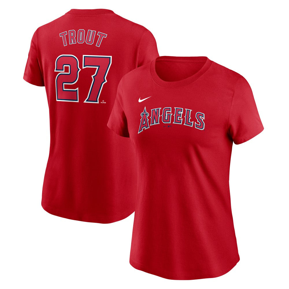 Mike Trout Los Angeles Angels Nike Women's Cooperstown Collection Fuse Name & Number T-Shirt | MLB Near me