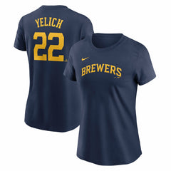 Christian Yelich Milwaukee Brewers Nike Women's Cooperstown Collection Fuse Name & Number T-Shirt | MLB Near me