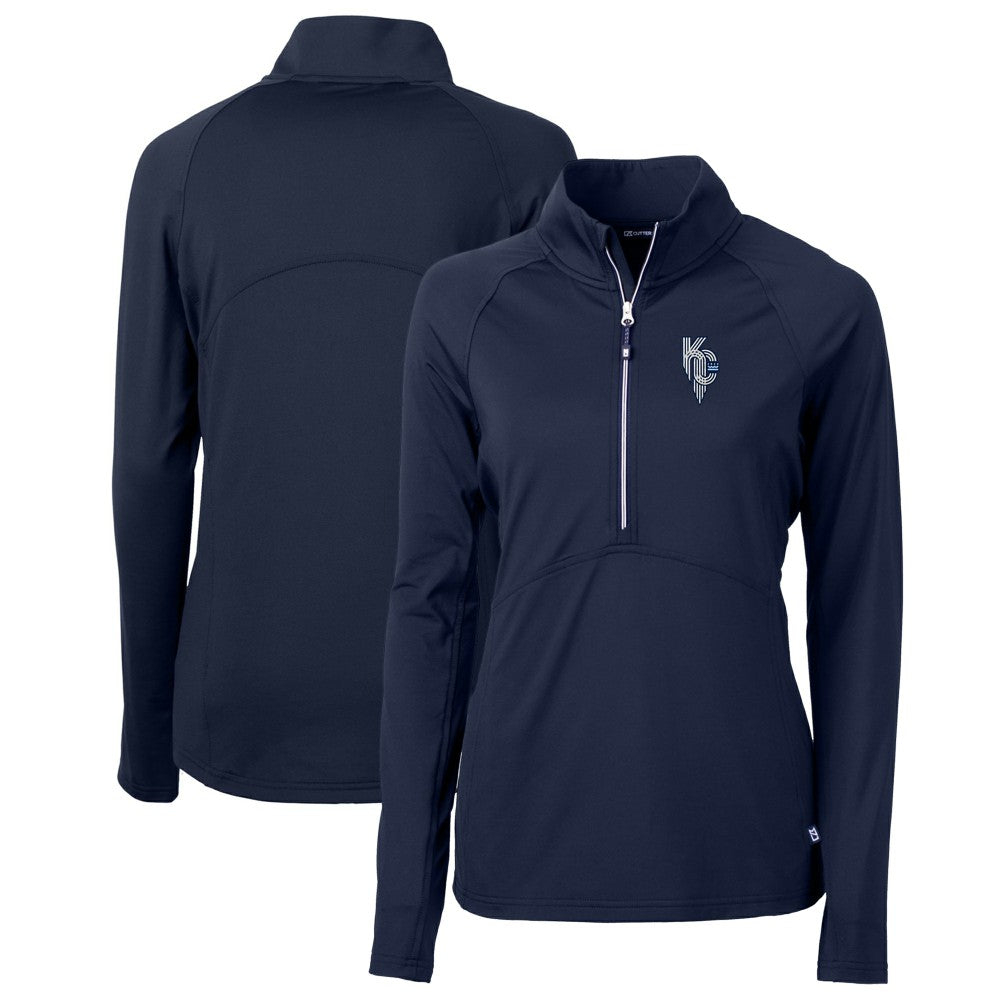 Kansas City Royals Cutter & Buck Women's City Connect Adapt Eco Knit Stretch Recycled Half-Zip Pullover Top | MLB On Sale