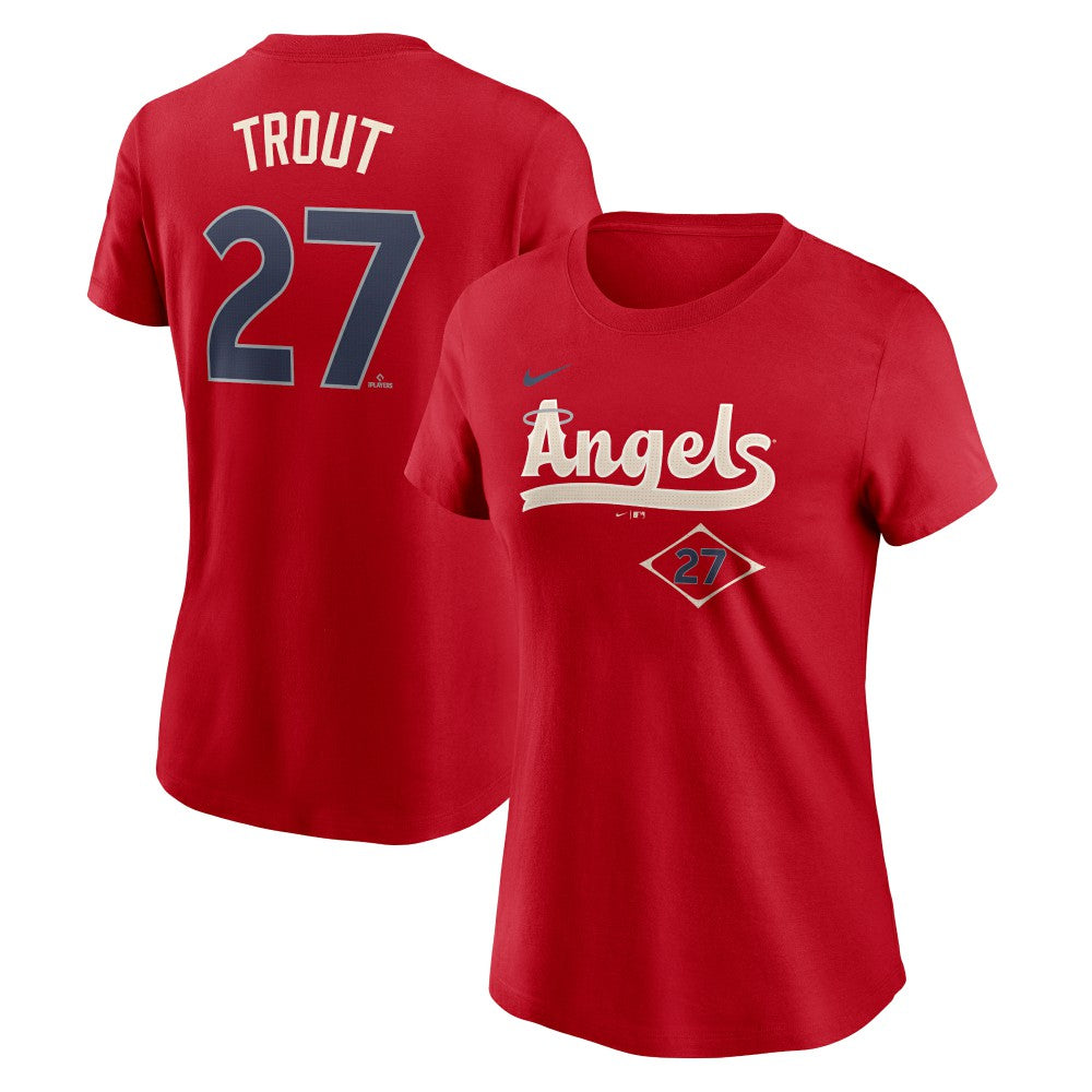Mike Trout Los Angeles Angels Nike Women's 2024 City Connect Fuse Player Name & Number T-Shirt | MLB For sale