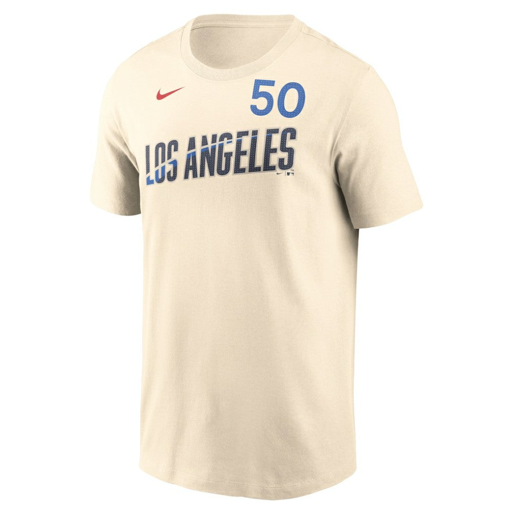 Mookie Betts Los Angeles Dodgers Nike 2024 City Connect Fuse Name & Number T-Shirt | MLB On Sale