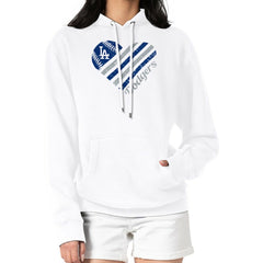 Los Angeles Dodgers G-III 4Her by Carl Banks Women's Heart Fleece Pullover Hoodie | MLB Outlet