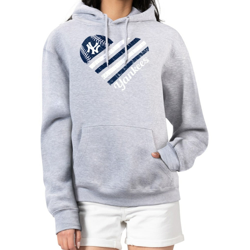 New York Yankees G-III 4Her by Carl Banks Women's Heart Fleece Pullover Hoodie | MLB Shop