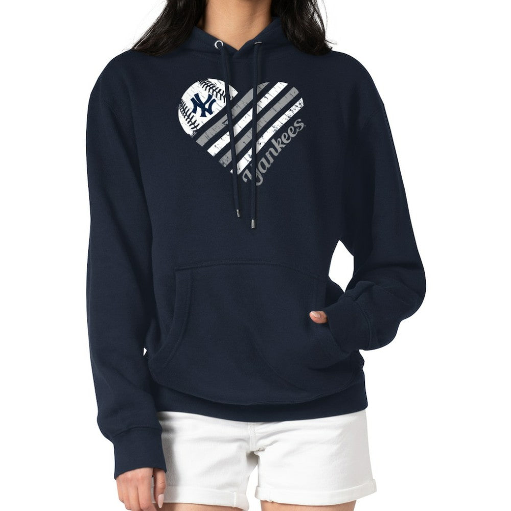 New York Yankees G-III 4Her by Carl Banks Women's Heart Fleece Pullover Hoodie | MLB On Sale