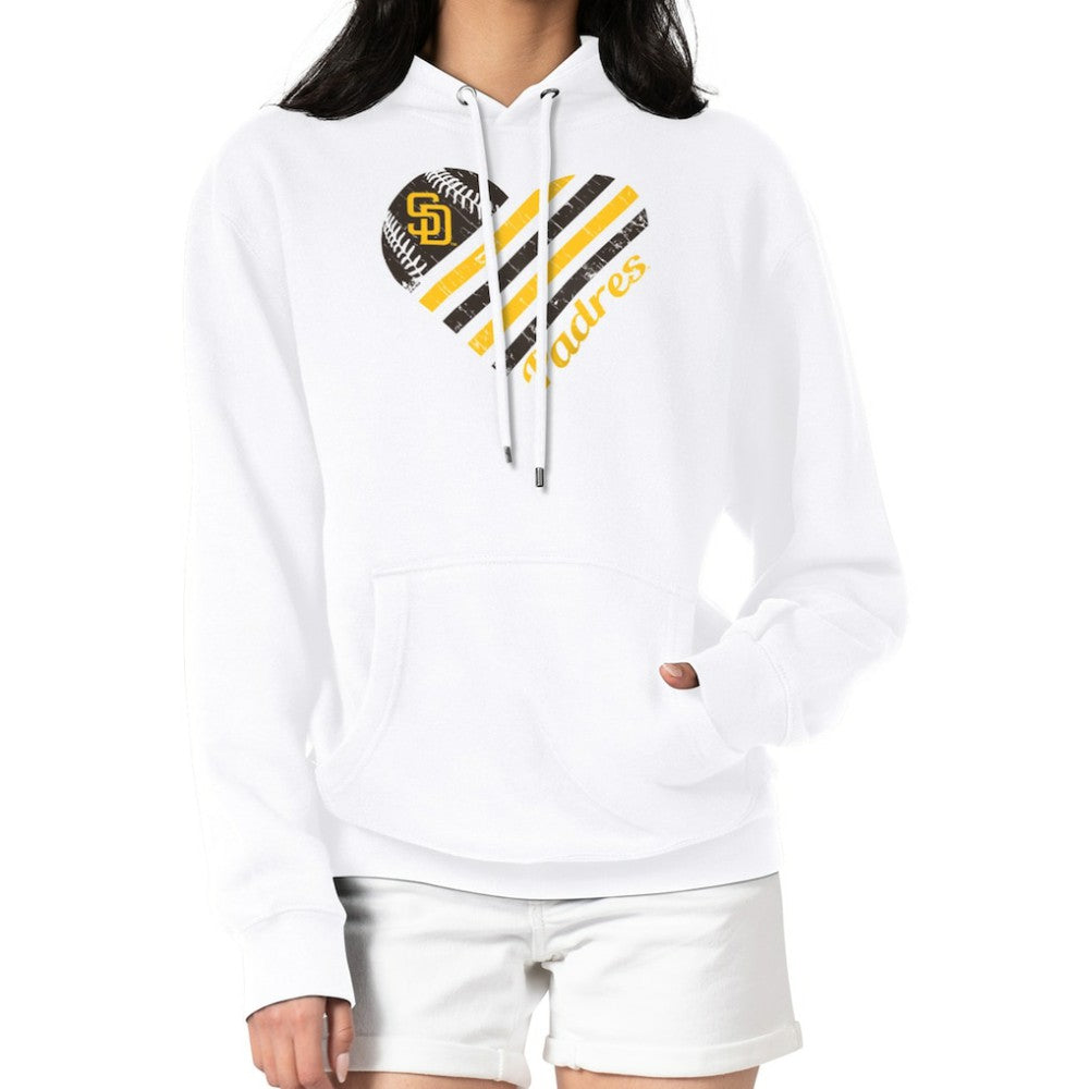 San Diego Padres G-III 4Her by Carl Banks Women's Heart Fleece Pullover Hoodie | MLB Outlet