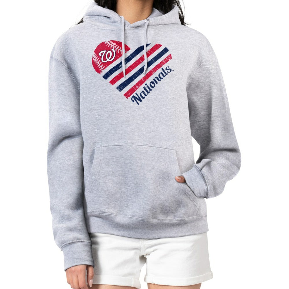 Washington Nationals G-III 4Her by Carl Banks Women's Heart Fleece Pullover Hoodie | MLB New
