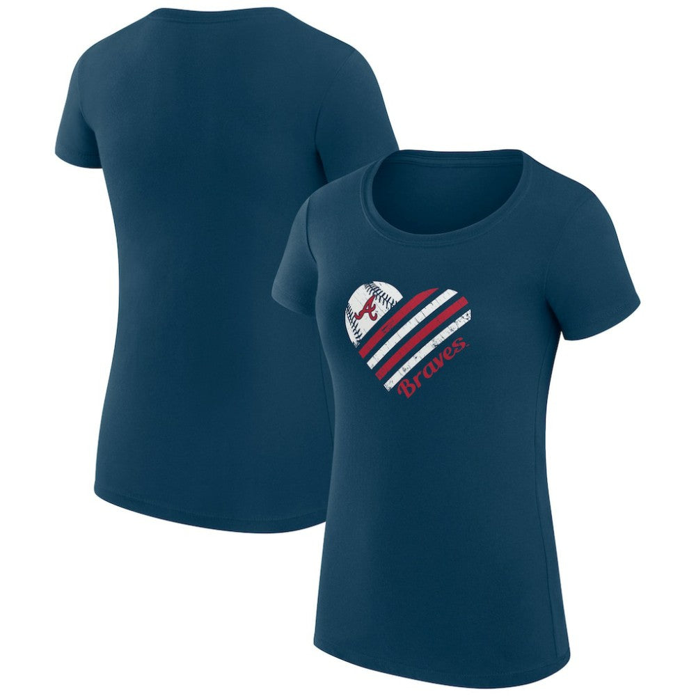Atlanta Braves G-III 4Her by Carl Banks Women's Super-Slim Fit Lightweight Heart Graphic T-Shirt | MLB New