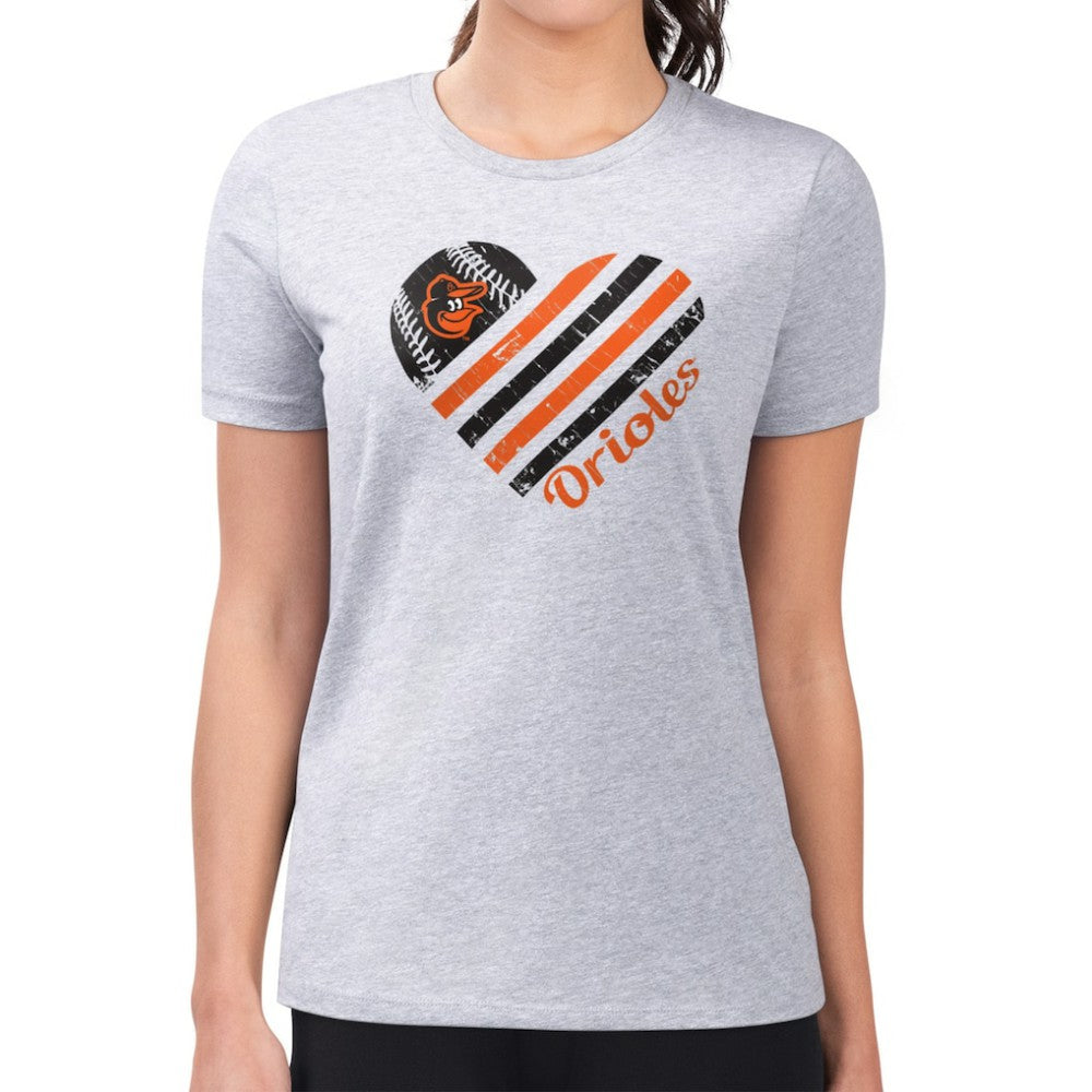 Baltimore Orioles G-III 4Her by Carl Banks Women's Super-Slim Fit Lightweight Heart Graphic T-Shirt | MLB On Sale