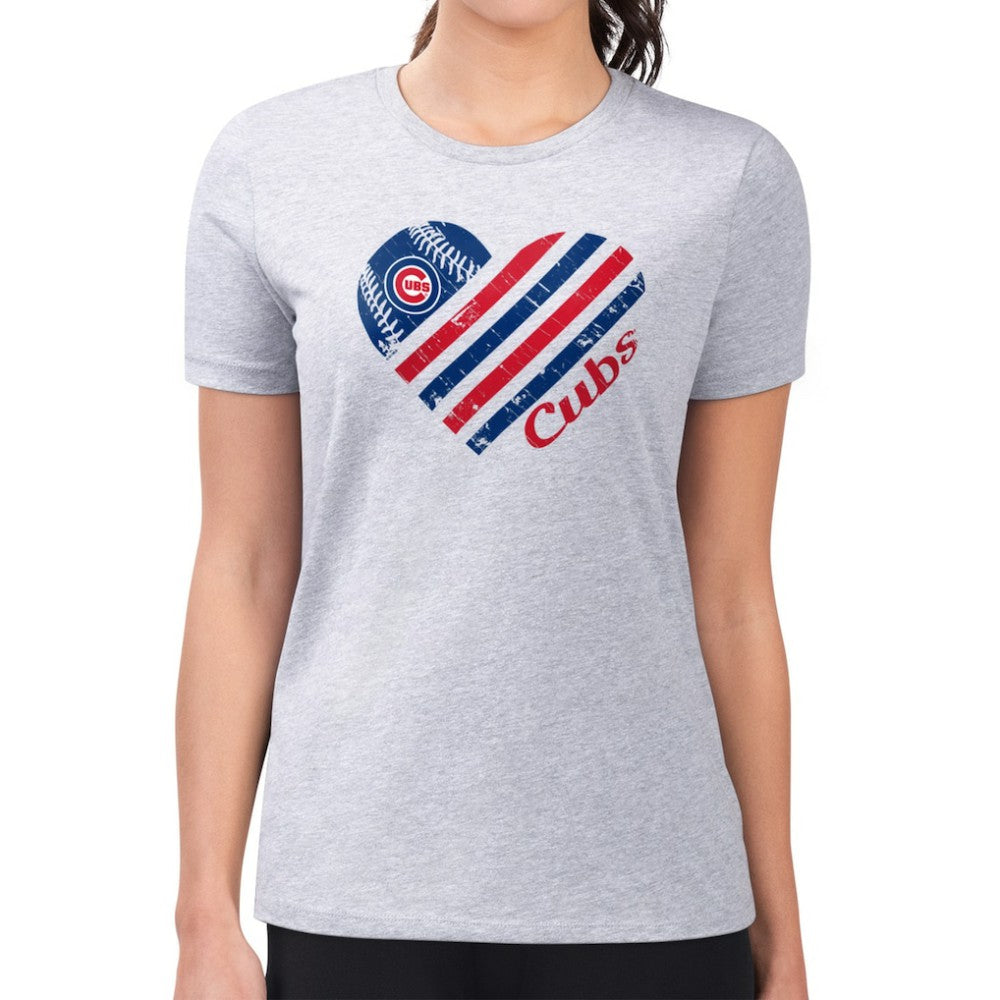 Chicago Cubs G-III 4Her by Carl Banks Women's Super-Slim Fit Lightweight Heart Graphic T-Shirt | MLB Discount