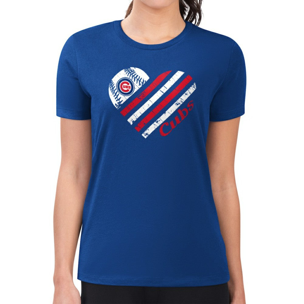 Chicago Cubs G-III 4Her by Carl Banks Women's Super-Slim Fit Lightweight Heart Graphic T-Shirt | MLB Outlet