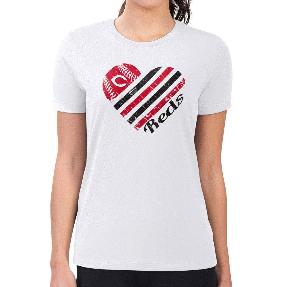Cincinnati Reds G-III 4Her by Carl Banks Women's Super-Slim Fit Lightweight Heart Graphic T-Shirt | MLB On Sale