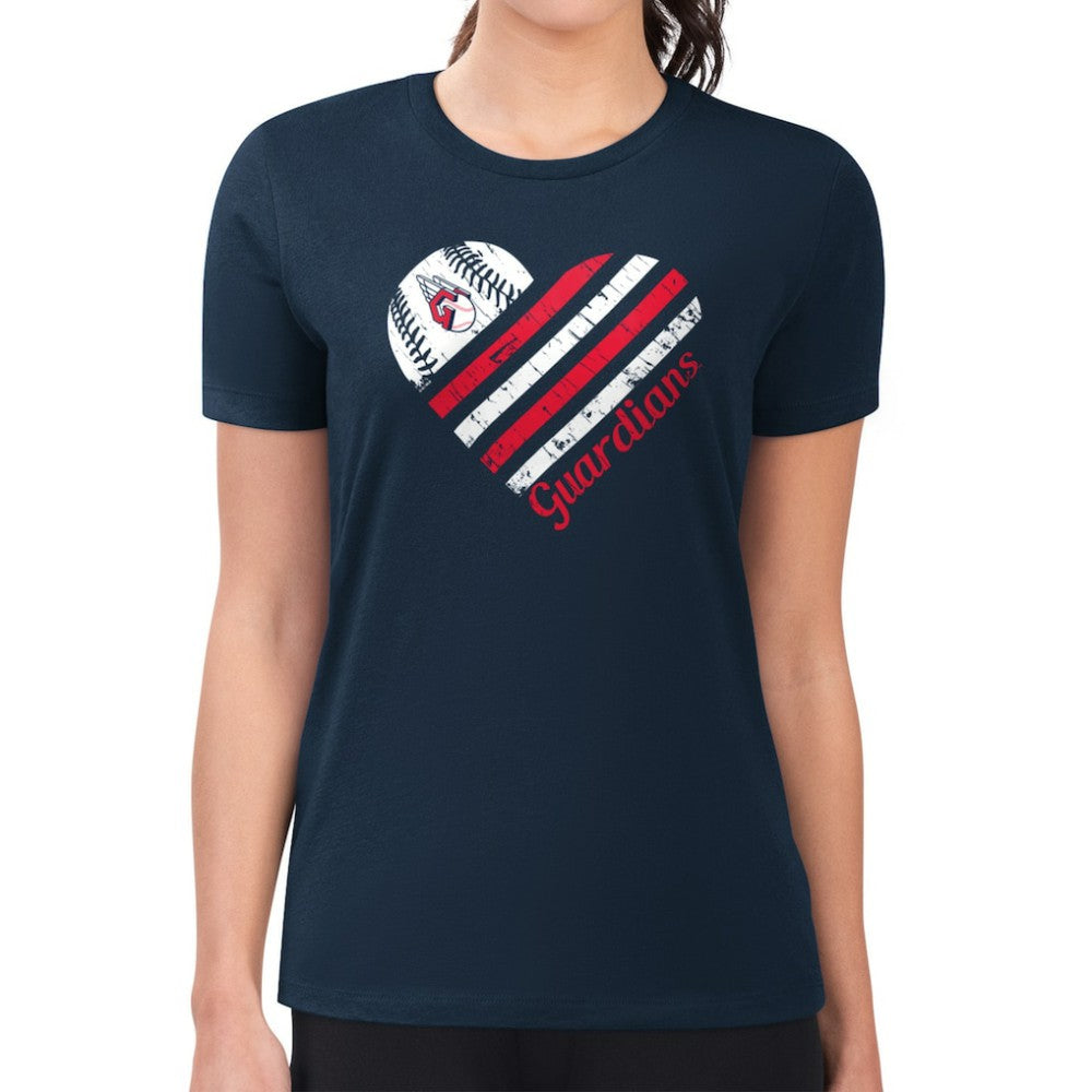 Cleveland Guardians G-III 4Her by Carl Banks Women's Super-Slim Fit Lightweight Heart Graphic T-Shirt | MLB Outlet