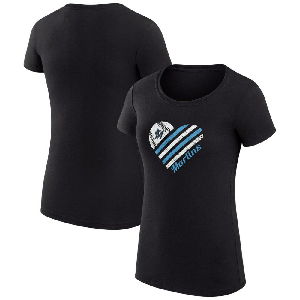 Miami Marlins G-III 4Her by Carl Banks Women's Super-Slim Fit Lightweight Heart Graphic T-Shirt | MLB US