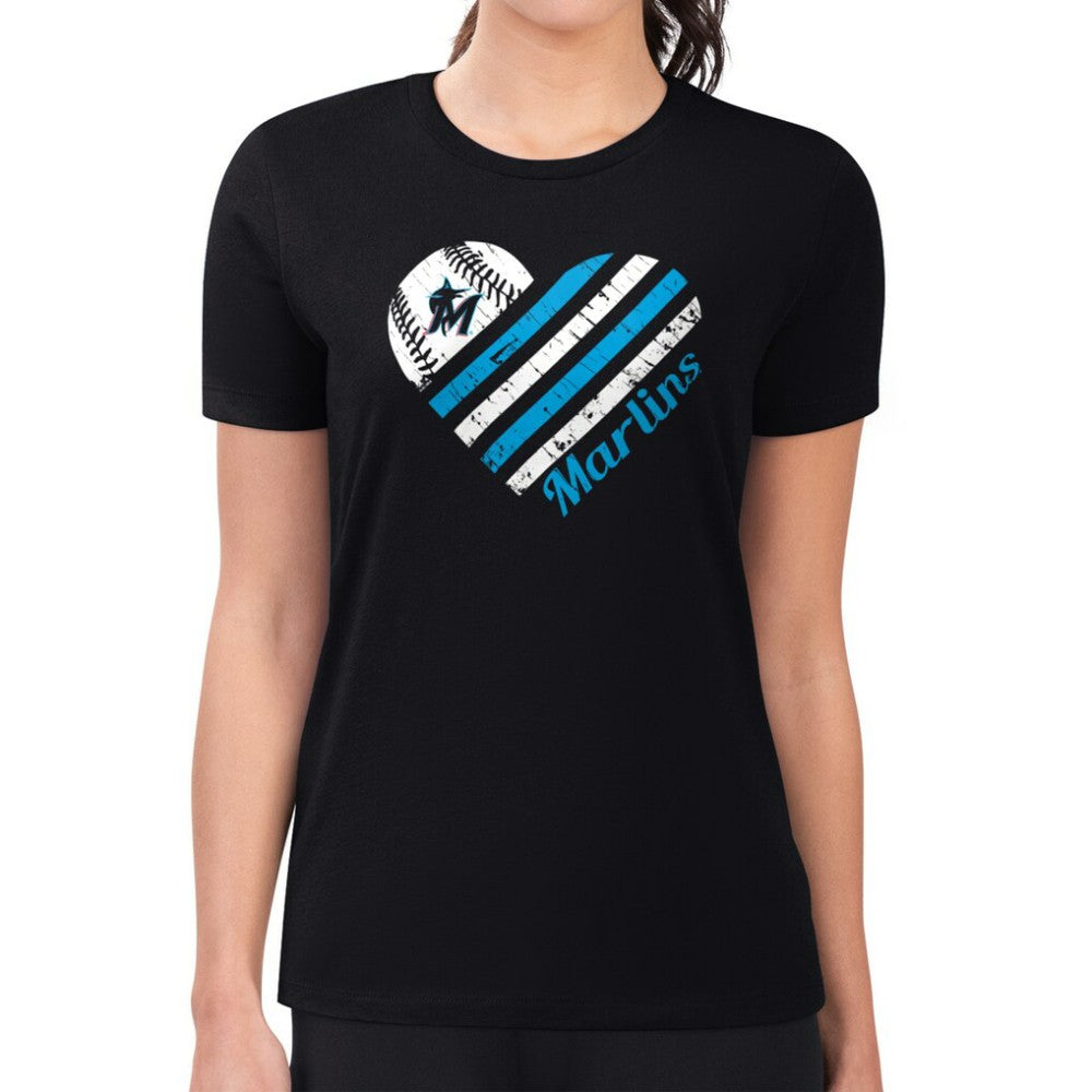 Miami Marlins G-III 4Her by Carl Banks Women's Super-Slim Fit Lightweight Heart Graphic T-Shirt | MLB US