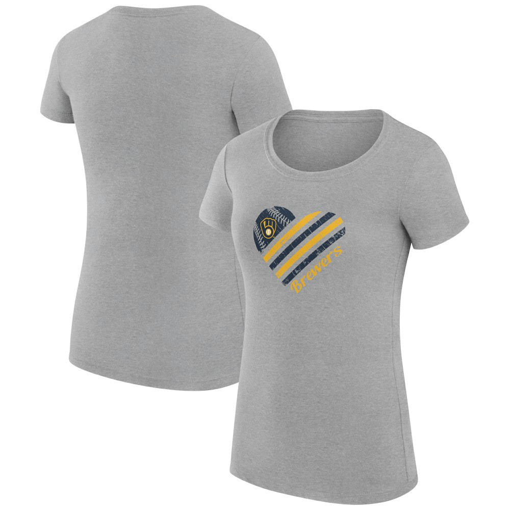 Milwaukee Brewers G-III 4Her by Carl Banks Women's Super-Slim Fit Lightweight Heart Graphic T-Shirt | MLB Online