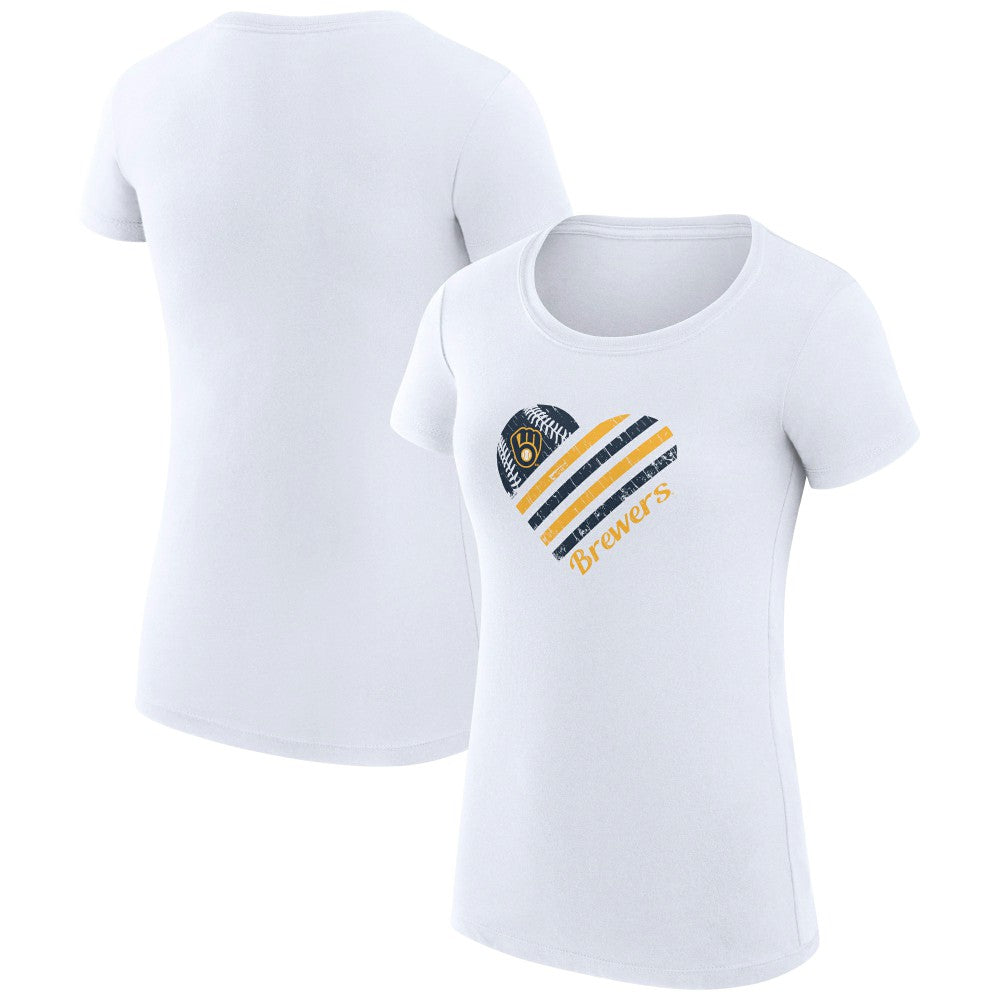 Milwaukee Brewers G-III 4Her by Carl Banks Women's Super-Slim Fit Lightweight Heart Graphic T-Shirt | MLB Discount