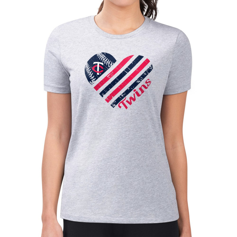 Minnesota Twins G-III 4Her by Carl Banks Women's Super-Slim Fit Lightweight Heart Graphic T-Shirt | MLB Online