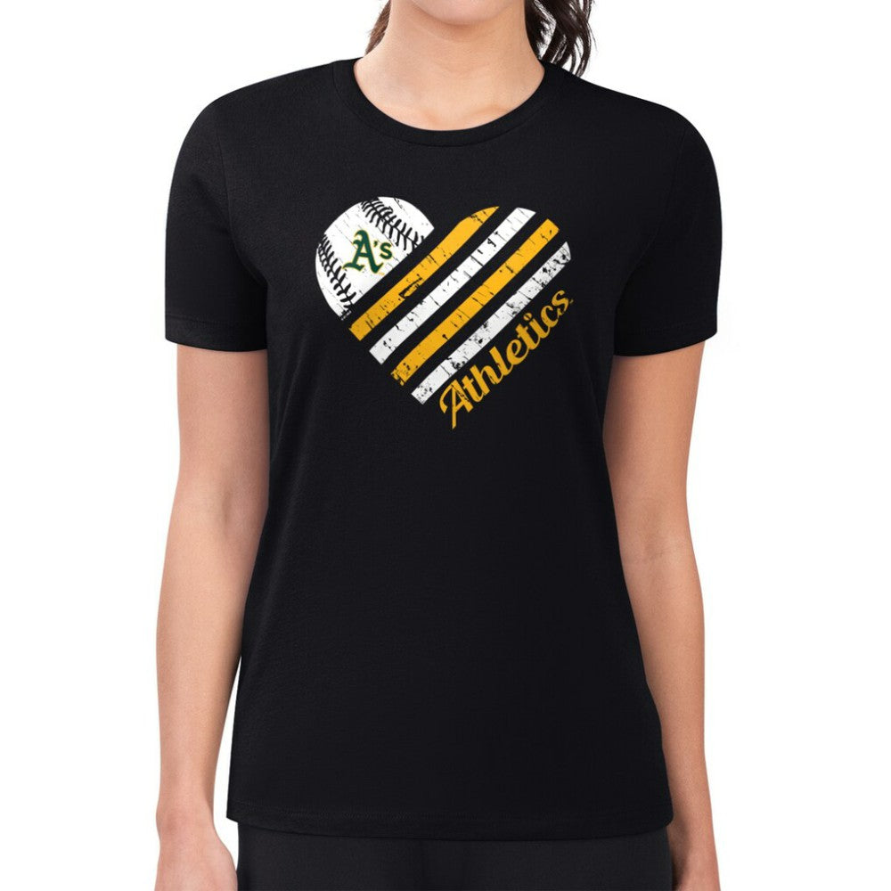 Athletics G-III 4Her by Carl Banks Women's Super-Slim Fit Lightweight Heart Graphic T-Shirt | MLB On Sale