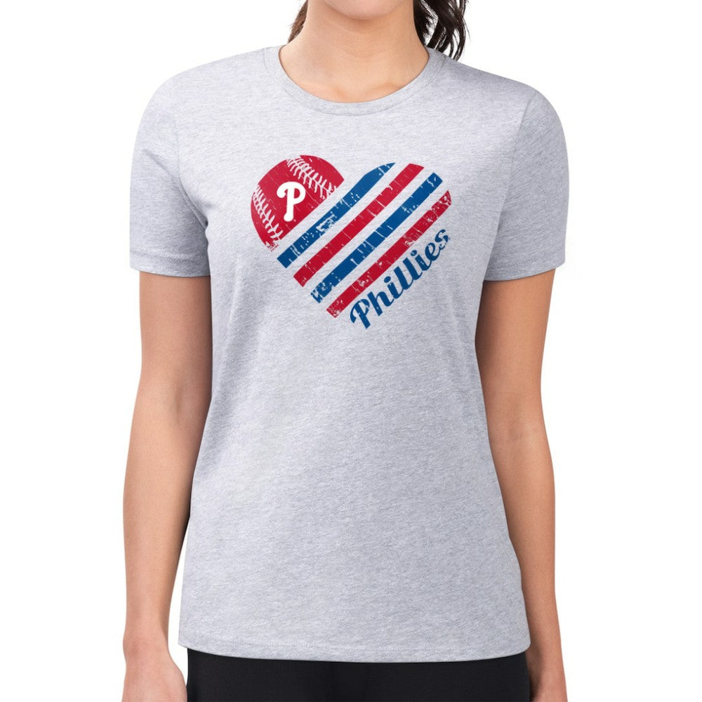 Philadelphia Phillies G-III 4Her by Carl Banks Women's Super-Slim Fit Lightweight Heart Graphic T-Shirt | MLB Online